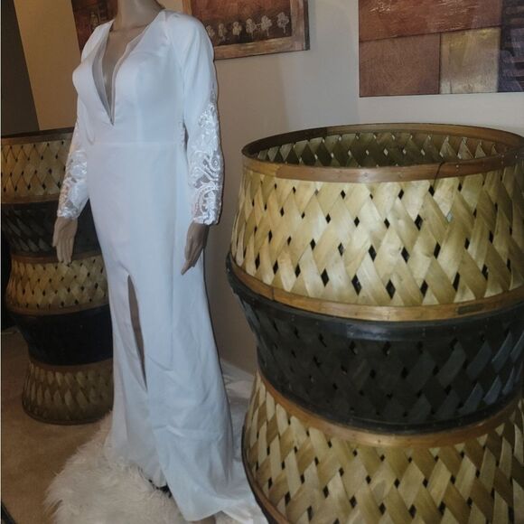 🆕️👰Romantic Bridal Wedding Mermaid Sexy Slit With V-neck, SZ 10 - Picture 9 of 16